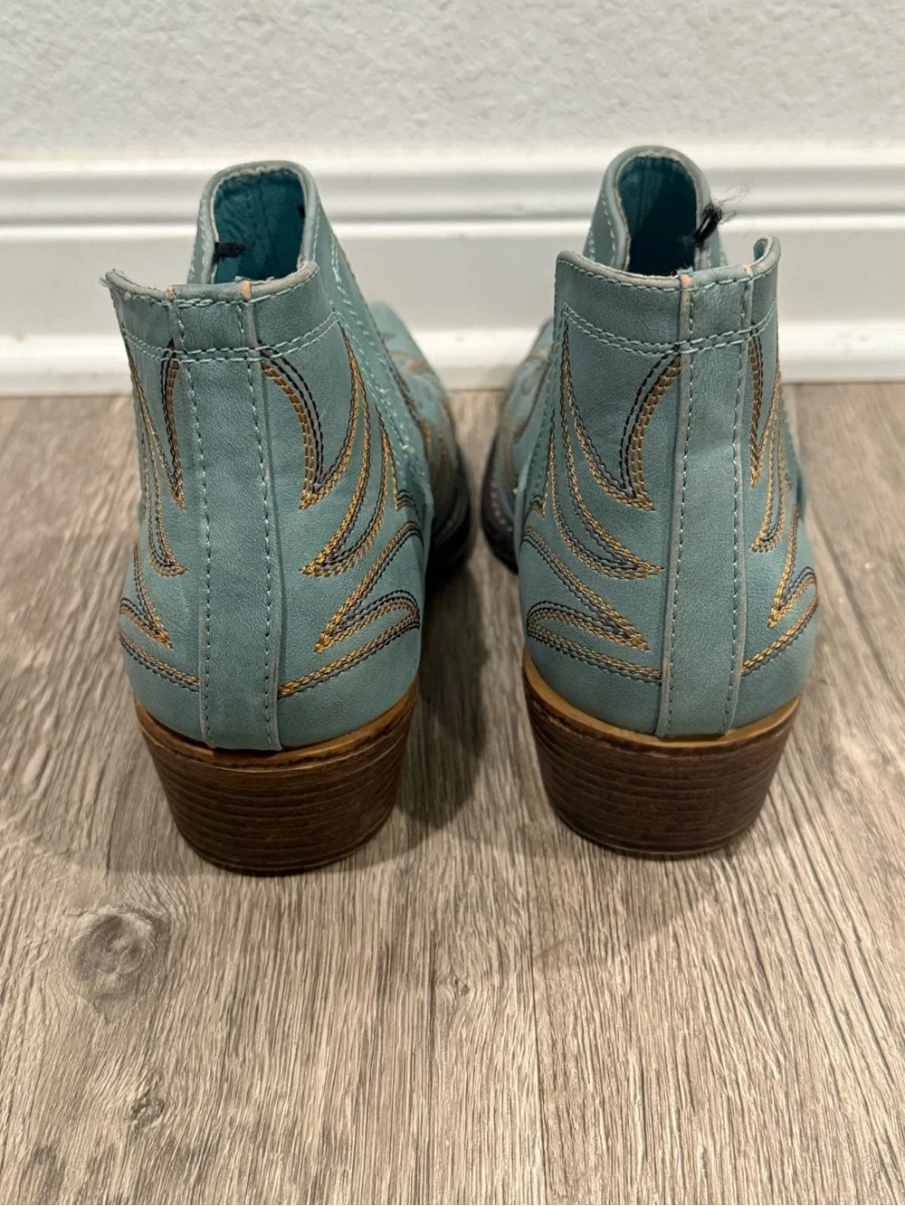 Roper Teal Western Ankle Booties with Embroidered Detail